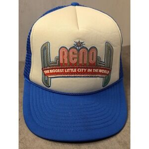 Vintage Winner Reno The Biggest Little City in‎ the World Trucker Hat Blue White